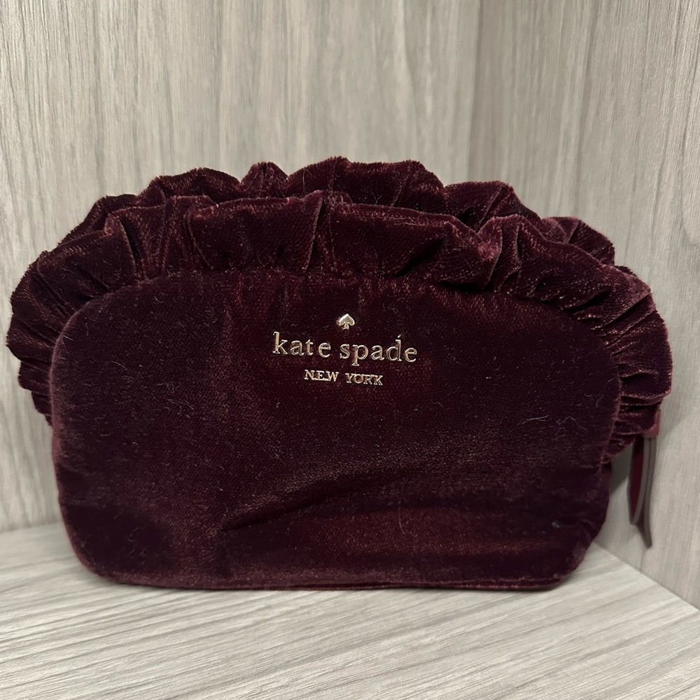 Kate Spade Velvet Ruffle Makeup Bag